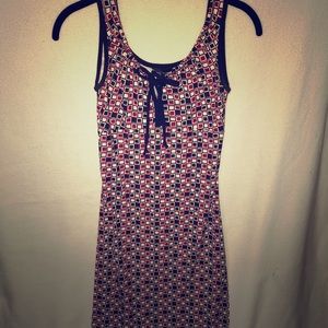 Sleeveless, Red & Black Tie-Front Dress